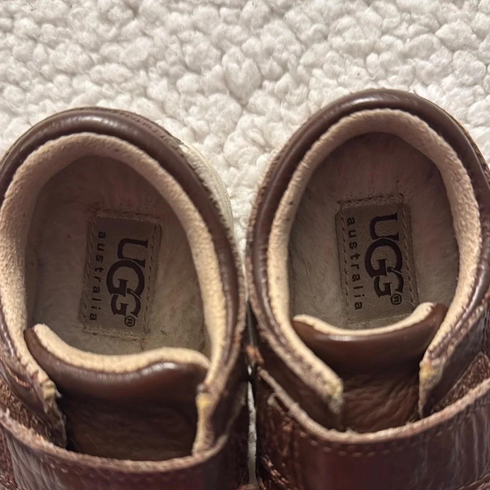UGG Brown Moccasin Baby Shoes with Velcro Closure